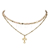 304 Stainless Steel Pendant Double Layer Necklaces NJEW-JN06643-01-2