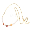 Natural Carnelian Chip and Rice Natural Pearl Beaded Necklaces GG-CBA3297-15G-E-4