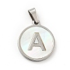 304 Stainless Steel with White Shell Pendants STAS-G268-01A-P-2