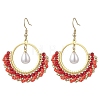 Flat Round Glass Dangle Earrings EJEW-MZ00705-3