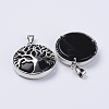 Natural Dyed Black Agate Pendants G-P350-D05-2