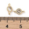 Brass Cubic Zirconia Flat Round Connector Charms KK-H204-02KCG-04-3