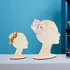 2 Sizes Hair Bun Girl Wooden Head Child Silhouette Stands ODIS-WH0030-15E-6