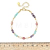 Natural Mixed Gemstone Faceted Round and Cube Beaded Bracelets with Natural Pearl & Brass End Chains BJEW-JB14336-01-4
