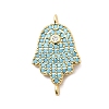 Religion Brass Micro Pave Cubic Zirconia Connector Charms KK-H529-01A-G-2