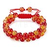 Sparkling Round Glass Braided Bead Bracelet BJEW-SW00082-18-1