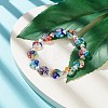 Handmade Millefiori Lampwork & Alloy Heart Beaded Stretch Bracelet BJEW-JB08042-03-2