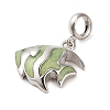 Rhodium Plated 925 Sterling Silver Enamel European Dangle Charms STER-P062-01B-04-2