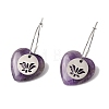 Natural Amethyst & 304 Stainless Steel Hoop Earrings for Women EJEW-G475-02P-08-4
