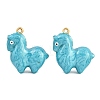 304 Stainless Steel with Deep Sky Blue Enamel Pendants SA-CBAF5D5-12G-1