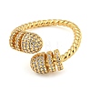 Brass Micro Pave Cubic Zirconia Open Finger Ring RJEW-C069-07G-2