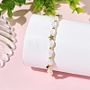 Natural Cultured Freshwater Pearl & Brass Beaded Bracelets for Women BJEW-JB14155-1