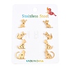 4 Pairs 304 Stainless Steel Stud Earrings EJEW-G469-02G-01-4