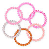 6Pcs 6 Styles 8mm Glass Round Beaded Stretch Bracelet Sets BJEW-TAC0023-2