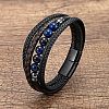 Natural Sodalite Round Beads & Braided Imitation Leather Cord Bracelets for Men FS-WGCE7B3-25-1
