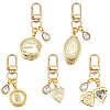 4Pcs Brass Locket Pendants & Alloy Rhinestone Pendant Decorations HJEW-NB00322-1
