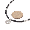 Clear Cubic Zirconia Moon Pendant Necklace with Natural Black Onyx Beaded Chains for Women NJEW-JN04271-01-2