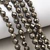 Natural Gold Pyrite/Golden Pyrite Beads Strands G-G458-H01-8mm-1