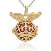 Golden Tone Brass Hollow Round Cage Pendants KK-J234-09G-1