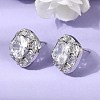 Brass Pave Cubic Zirconia & Glass Stud Earrings EJEW-G471-03P-4