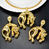 Brass Stud Earrings & Pendant Necklaces Sets for Women FS-WGDC970-01-3