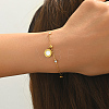304 Stainless Steel Crystal Rhinestone Forever Love Coin Charm Bracelets for Women PR6734-4