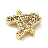 Brass Micro Pave Clear Cubic Zirconia Letter Links Connector Charms KK-I382-07G-A-2