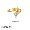 Brass Micro Pave Clear Cubic Zirconia Cuff Open Rings FS-WGF859A-11-1