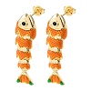 Fish Brass Micro Pave Cubic Zirconia Dangle Stud Earrings EJEW-C174-05G-02-4