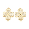 Saint Patrick's Day Brass Micro Pave Clear Cubic Zirconia Clover Pendants KK-C162-090G-1
