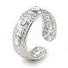 304 Stainless Steel Rhinestone Cuff Rings for Women RJEW-F166-34P-1