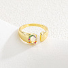 Brass Micro Pave Colorful Cubic Zirconia Cuff Open Rings FS-WG163C1-15-1