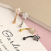 304 Stainless Steel Micro Pave Clear Cubic Zirconia Flower Curved Barbell Cartilage Earrings WG168AC-02-5