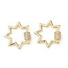 Brass Micro Pave Clear Cubic Zirconia Screw Carabiner Lock Charms KK-Z118-06G-02-1