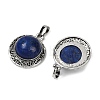 Dyed Natural Lapis Lazuli Half Round Pendants PALLOY-R159-01AS-09-2