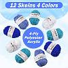 12 Skeins 4 Colors 4-Ply 60%Polyester 40%Acrylic Blended Yarn OCOR-FS0001-07D-2