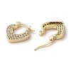 Brass with Cubic Zirconia Heart Hoop Earrings EJEW-K247-07G-2