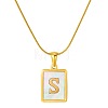 Stainless Steel Snake Bone Chain Alphabet Necklace with Shell Pendant WD3660-19-1