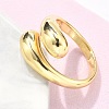 Brass Teardrop Open Cuff Ring for Women RJEW-M148-03G-3