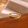 Brass Micro Pave Clear Cubic Zirconia Cuff Open Rings for Women RJEW-T032-01B-G-1