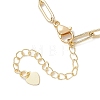Brass Heart Charms & Paperclip Chains Bracelets BJEW-JB13479-4