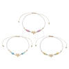 3Pcs Starfish Natural Agate & Amazonite & Shell Pearl Beads Braided Bead Bracelets for Women BJEW-JB12765-2