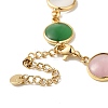 Colorful Flat Round Cat Eye & Brass Link Chain Bracelets for Women NJEW-K269-08KCG-3