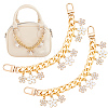 2Pcs Alloy Enamel White Flower Pendant Aluminum Curb Chain Bag Decorative Chains HJEW-BBC0001-36-1