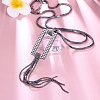 Trendy Zinc Alloy Rhinestone Rectangle and Tassel Pendant Sweater Necklaces NJEW-BB15022-4