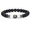 Natural Frosted Black Obsidian & Howlite & Synthetic Non-magnetic Hematite Beaded Stretch Bracelets for Men OT1378-2-1