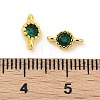 Brass Cubic Zirconia Flat Round Connector Charms KK-H204-02G-02-3