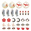 30Pcs 15 Style Light Gold Alloy Enamel Pendants ENAM-FS0001-10-1