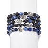 5Pcs 5 Style Natural Lava Rock & Sodalite Stretch Bracelets Set with Alloy Hamsa Hand Beaded BJEW-JB08737-5