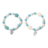 2Pcs Synthetic Turquoise Beaded Stretch Bracelets BJEW-JB13292-2